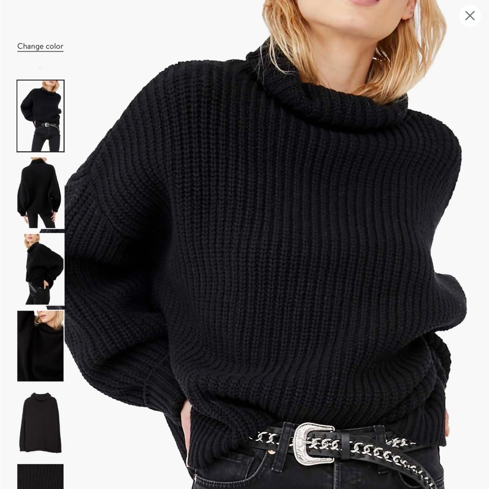 Free People Black Cowl Neck Sweater